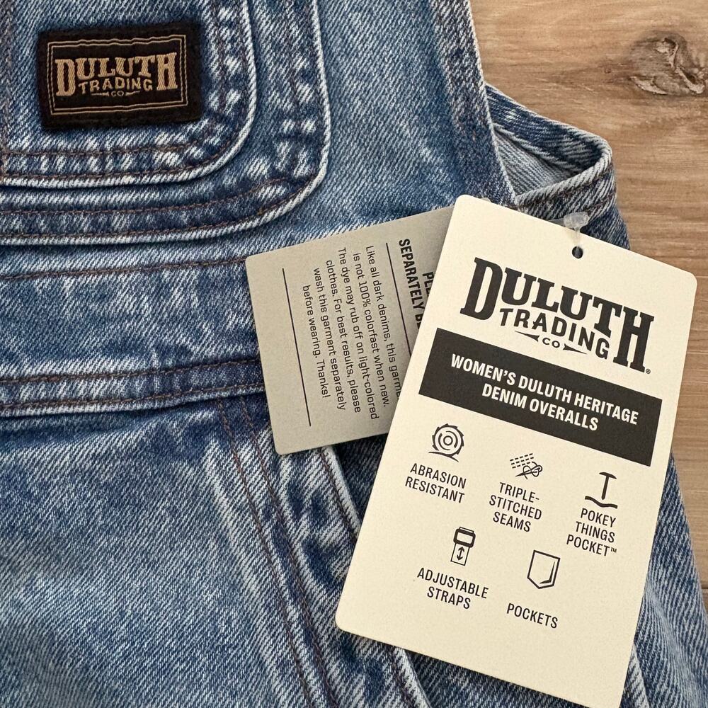 NWT Duluth Women's Heritage Denim Overall in Medium Light Wash size 2 Regular - Picture 2 of 7